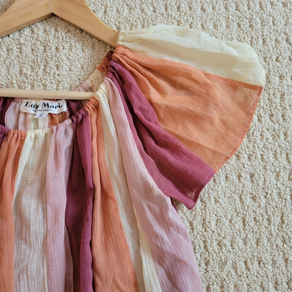 Multi-coloured Chiffon Ruffle Sleeve Top - Luis Mari Tokyo - Picture 3 of 8